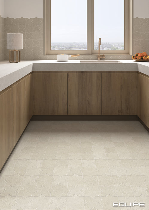 Equipe - Elda Star and Cross Collection - 6.5 in. x 6.5 in. Porcelain Tile - Sand Installed 2