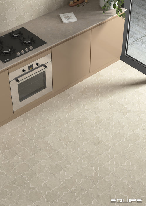 Equipe - Elda Star and Cross Collection - 6.5 in. x 6.5 in. Porcelain Tile - Sand Installed