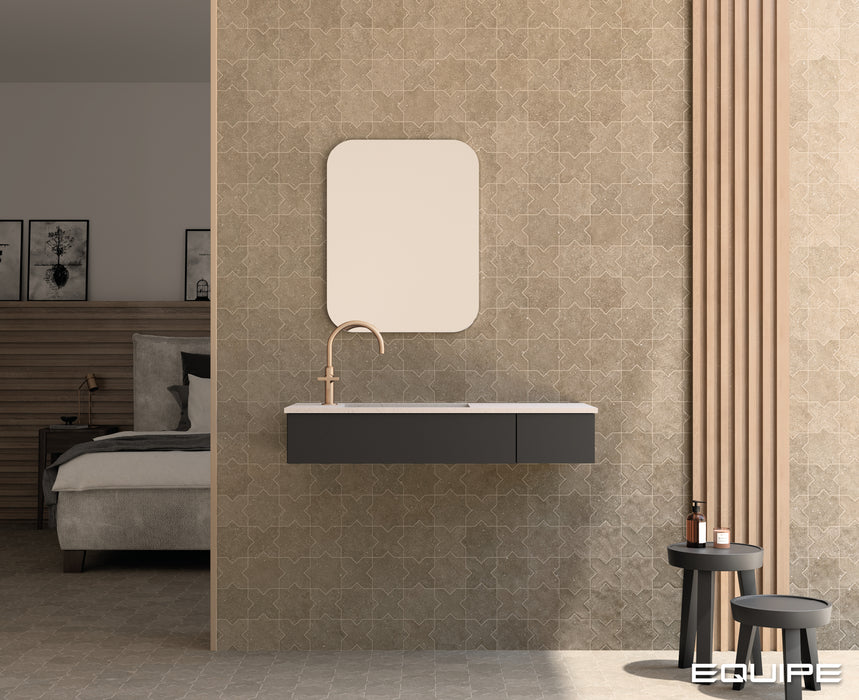 Equipe - Elda Star and Cross Collection - 5 in. x 5 in. Porcelain Tile - Coffee Cross Installed