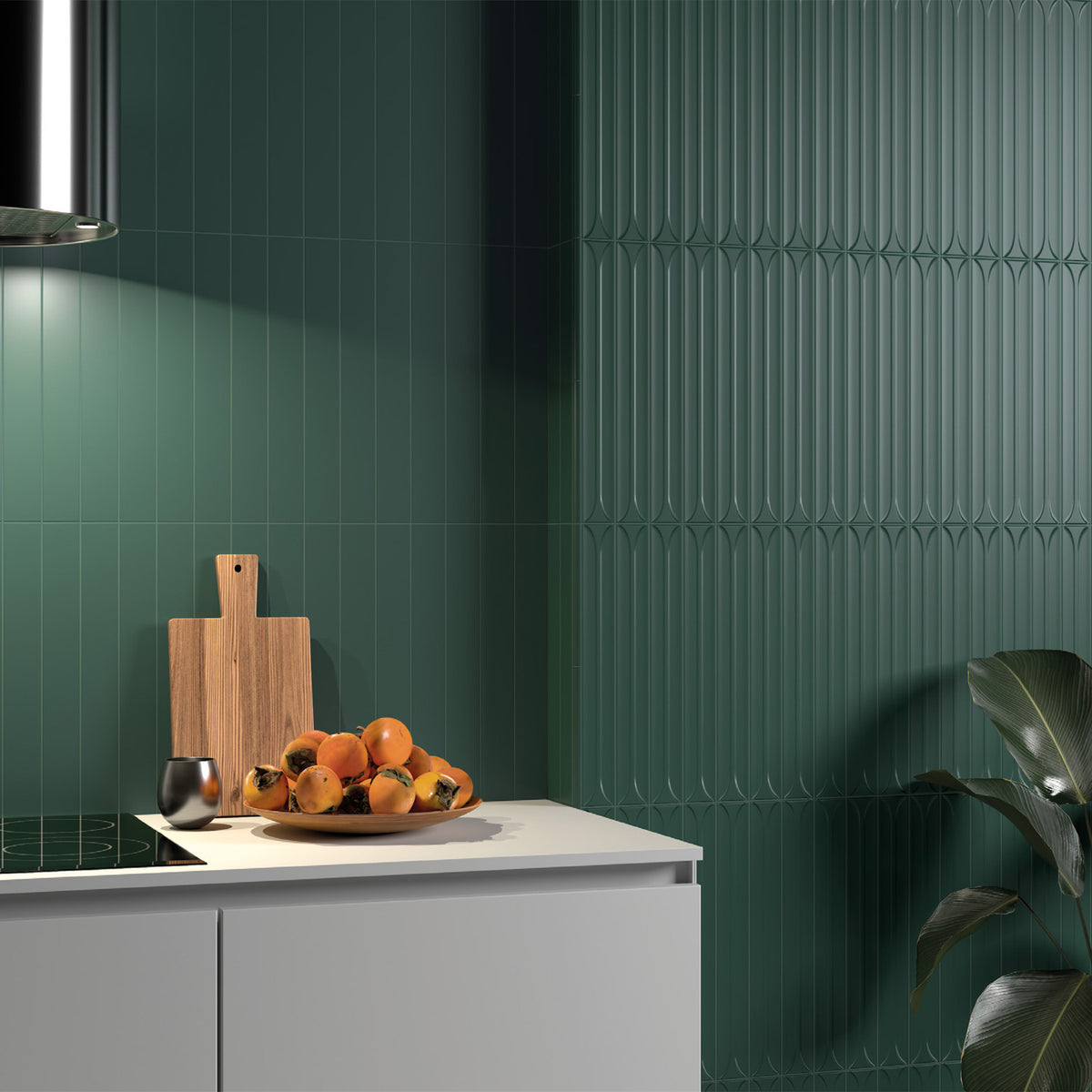 Equipe - Hopp Collection - 2&quot; x 16&quot; Wall Tile - Laurel Green Installed