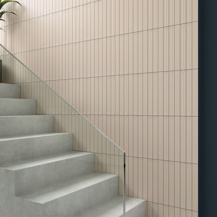 Equipe - Hopp Collection - 2" x 16" Wall Tile - Bro Sand Installed