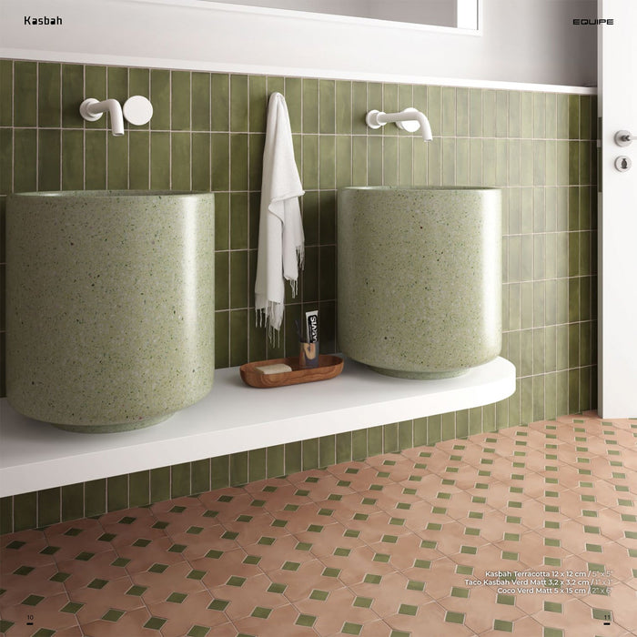 Equipe - Kasbah Collection - 1 in. x 1 in. Porcelain Tile - Verd Matte Room Scene