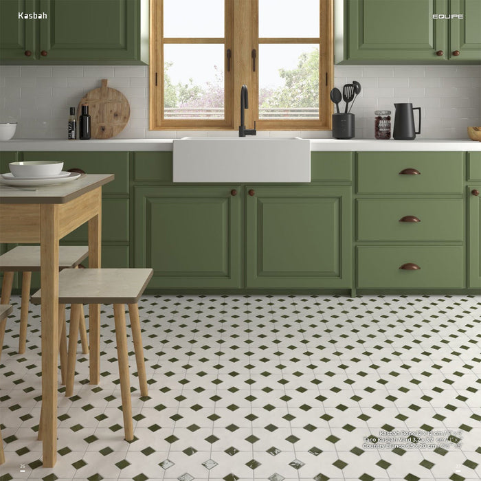 Equipe - Kasbah Collection - 1 in. x 1 in. Porcelain Tile - Verd Matte Installed 2