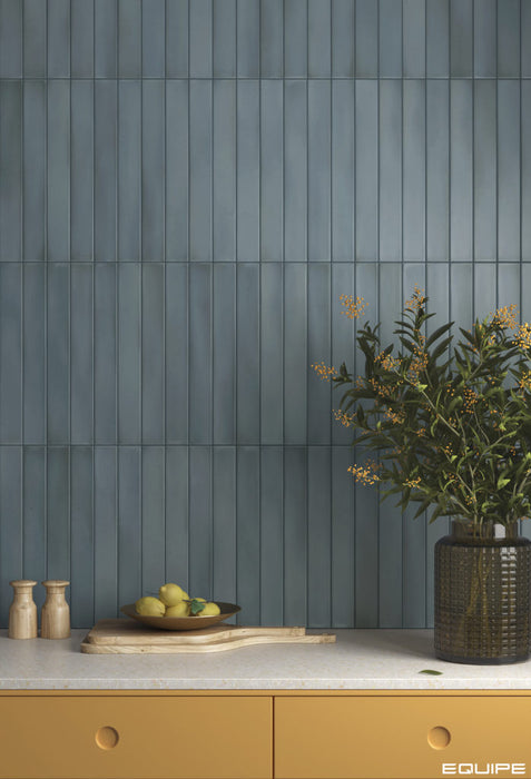 Equipe - Massimo Collection - 2 in. x 16 in. Ceramic Tile - Smoke Blue Installed 2