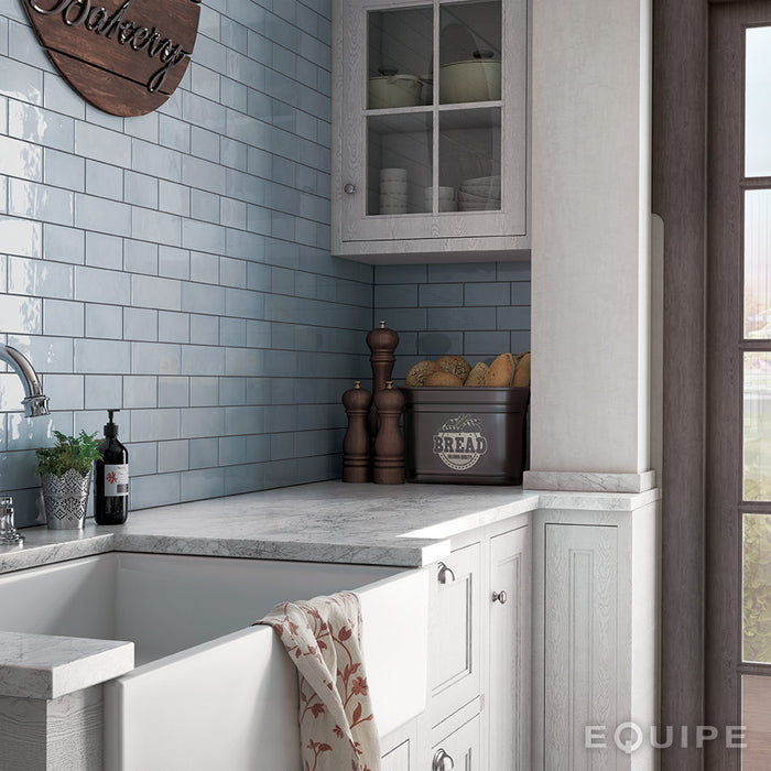 Equipe - Village Collection - 2.5 in. x 8 in. White Body Ceramic Tile - Cloud Room scene