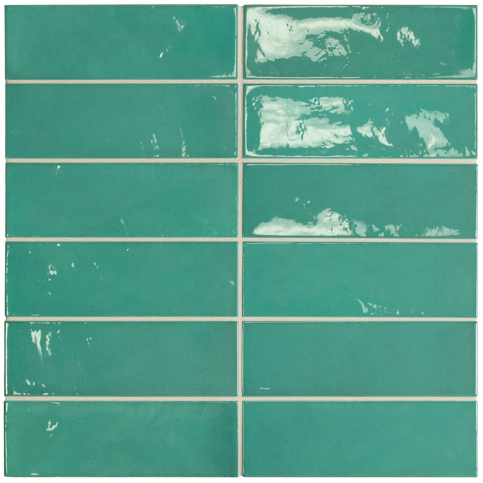 Equipe - Village Collection - 2.5 in. x 8 in. White Body Ceramic Tile - Teal
