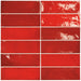 Equipe - Village Collection - 2.5 in. x 8 in. White Body Ceramic Tile - Volcanic Red