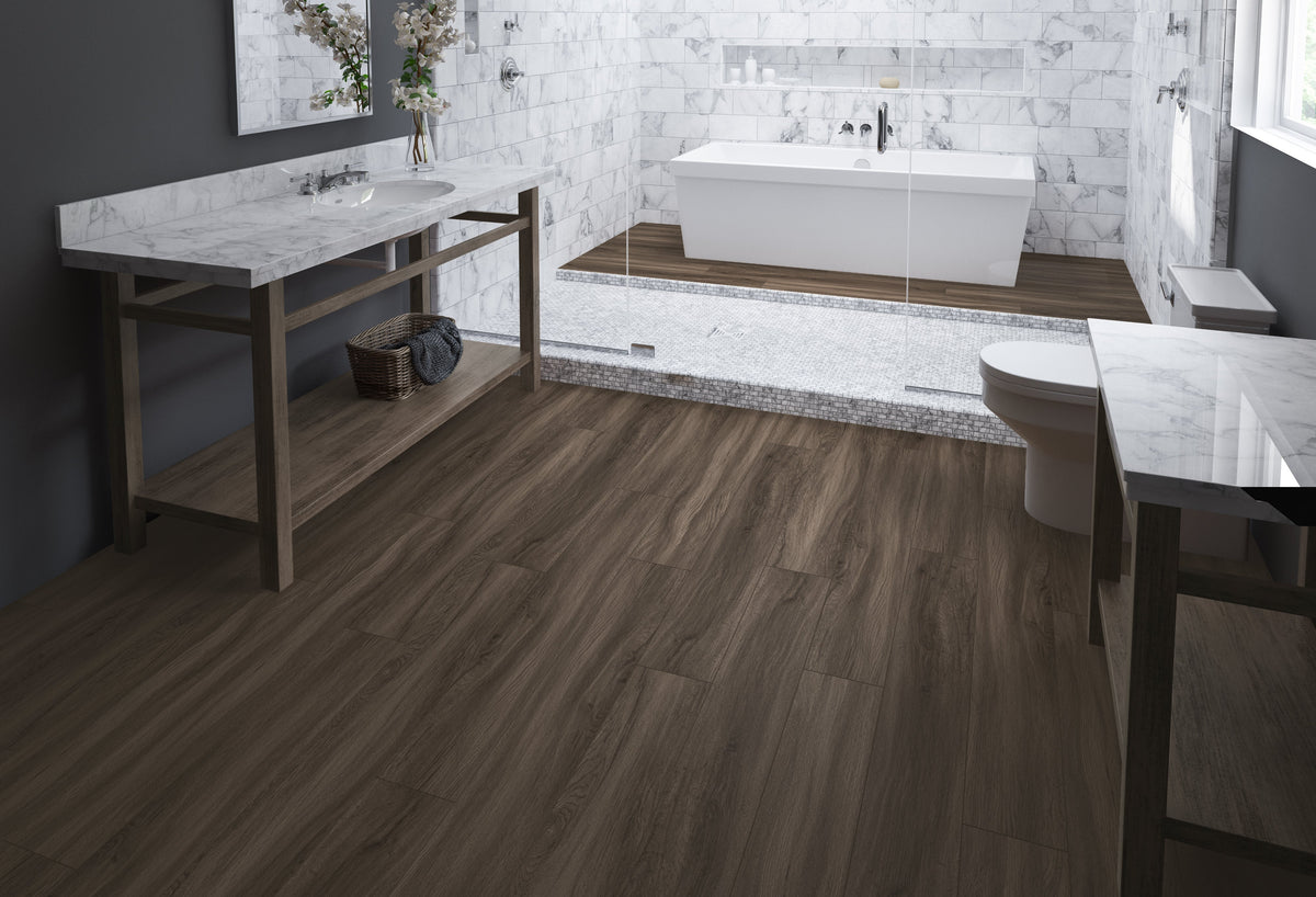 Floors 2000 - Oakley Collection 7 in. x 48 in. Luxury Vinyl - Espresso floor installation