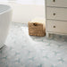SomerTile - Horizon Collection -  7 3/4 in. x 9 in. - Hexagon Porcelain Tile - Dawn Aguamarina Installed