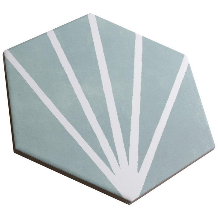 SomerTile - Horizon Collection -  7 3/4 in. x 9 in. - Hexagon Porcelain Tile - Dusk Aguamarina Angled View