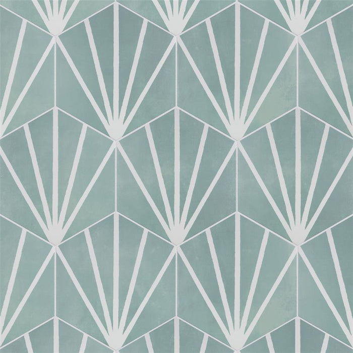 SomerTile - Horizon Collection -  7 3/4 in. x 9 in. - Hexagon Porcelain Tile - Dusk Aguamarina Installed 2