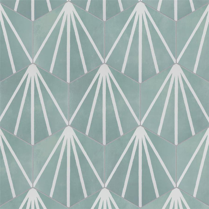 SomerTile - Horizon Collection -  7 3/4 in. x 9 in. - Hexagon Porcelain Tile - Dusk Aguamarina Installed 3