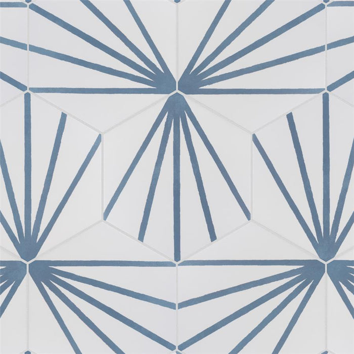 SomerTile - Horizon Collection -  7 3/4 in. x 9 in. - Hexagon Porcelain Tile - Dawn Azul Installed