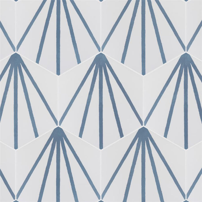 SomerTile - Horizon Collection -  7 3/4 in. x 9 in. - Hexagon Porcelain Tile - Dawn Azul Installed 2