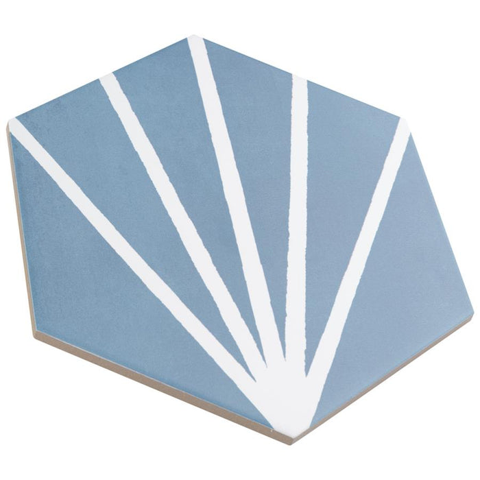 SomerTile - Horizon Collection -  7 3/4 in. x 9 in. - Hexagon Porcelain Tile - Dusk Azul Angled View
