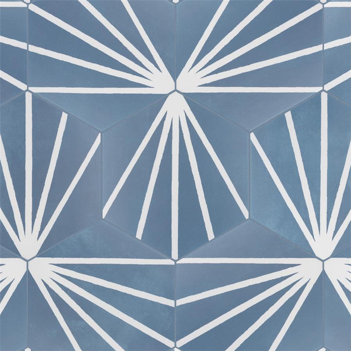 SomerTile - Horizon Collection -  7 3/4 in. x 9 in. - Hexagon Porcelain Tile - Dusk Azul Installed