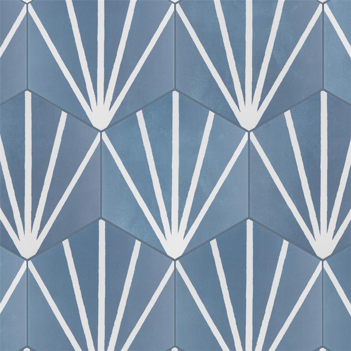 SomerTile - Horizon Collection -  7 3/4 in. x 9 in. - Hexagon Porcelain Tile - Dusk Azul Installed 2