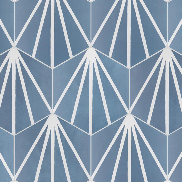 SomerTile - Horizon Collection -  7 3/4 in. x 9 in. - Hexagon Porcelain Tile - Dusk Azul Installed 3