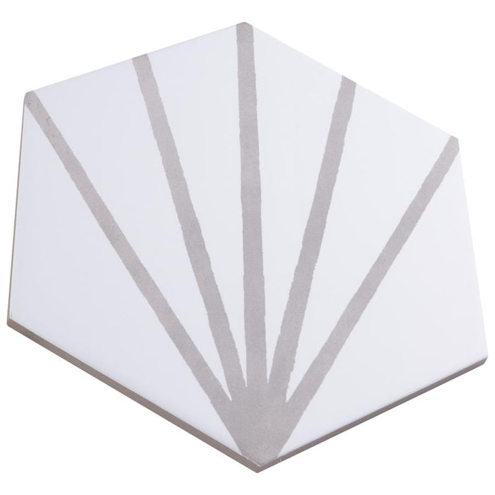 SomerTile - Horizon Collection -  7 3/4 in. x 9 in. - Hexagon Porcelain Tile - Dawn Gris Angled View