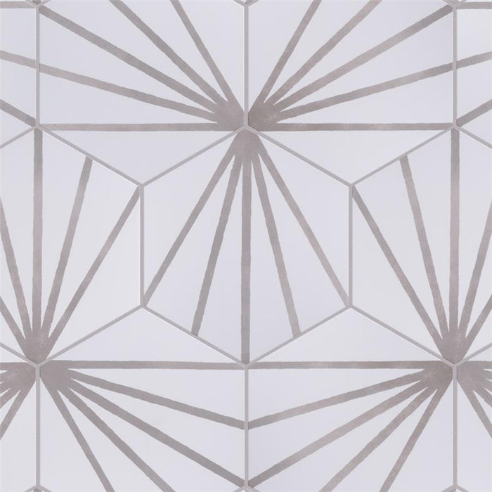 SomerTile - Horizon Collection -  7 3/4 in. x 9 in. - Hexagon Porcelain Tile - Dawn Gris Installed