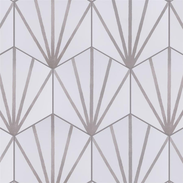 SomerTile - Horizon Collection -  7 3/4 in. x 9 in. - Hexagon Porcelain Tile - Dawn Gris Installed 3