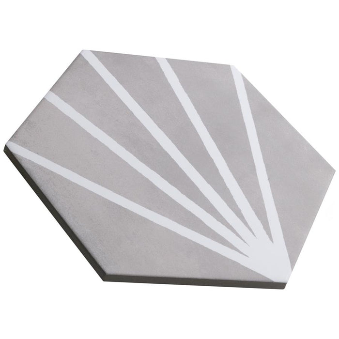 SomerTile - Horizon Collection -  7 3/4 in. x 9 in. - Hexagon Porcelain Tile - Dusk Gris Angled View
