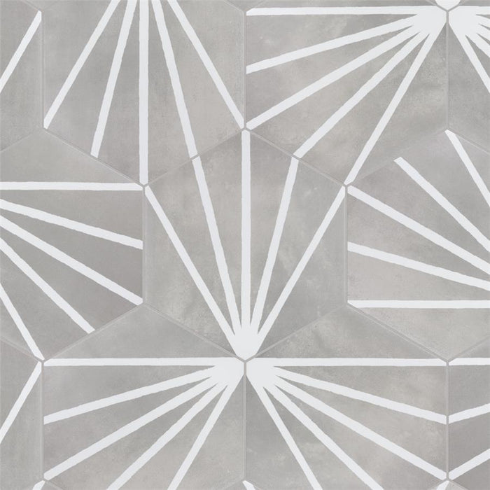 SomerTile - Horizon Collection -  7 3/4 in. x 9 in. - Hexagon Porcelain Tile - Dusk Gris Installed