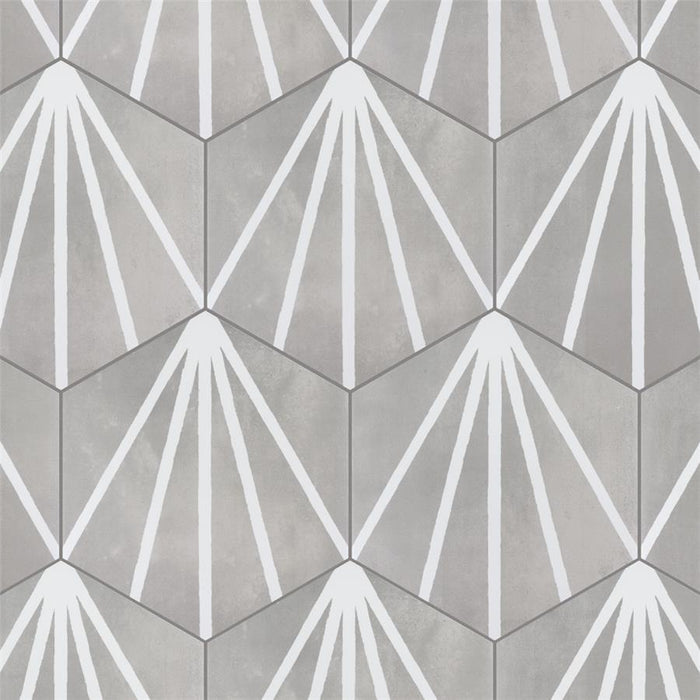 SomerTile - Horizon Collection -  7 3/4 in. x 9 in. - Hexagon Porcelain Tile - Dusk Gris Installed 3