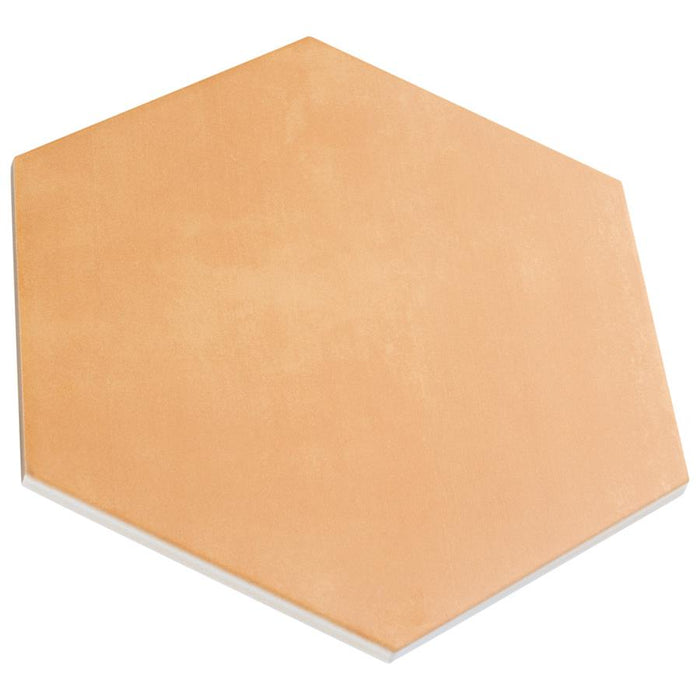 SomerTile - Horizon Collection -  7 3/4 in. x 9 in. - Hexagon Porcelain Tile - Mostaza Angled View
