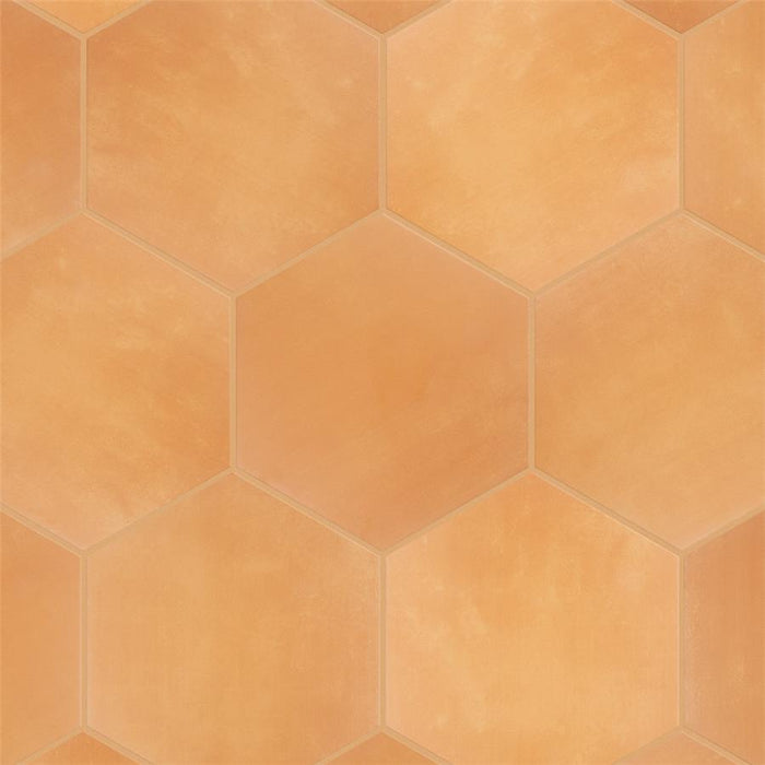 SomerTile - Horizon Collection -  7 3/4 in. x 9 in. - Hexagon Porcelain Tile - Mostaza Installed