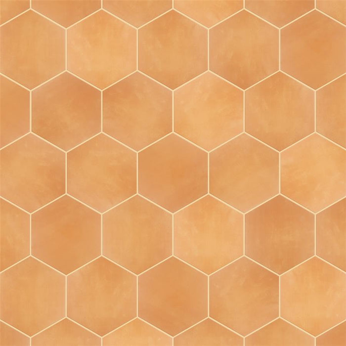 SomerTile - Horizon Collection -  7 3/4 in. x 9 in. - Hexagon Porcelain Tile - Mostaza Installed2