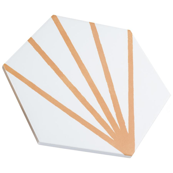 SomerTile - Horizon Collection -  7 3/4 in. x 9 in. - Hexagon Porcelain Tile - Dawn Mostaza Angled View