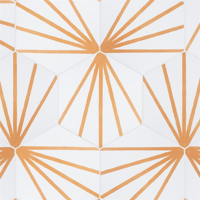 SomerTile - Horizon Collection -  7 3/4 in. x 9 in. - Hexagon Porcelain Tile - Dawn Mostaza Installed