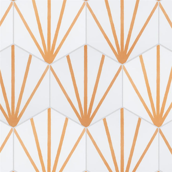 SomerTile - Horizon Collection -  7 3/4 in. x 9 in. - Hexagon Porcelain Tile - Dawn Mostaza Installed 2