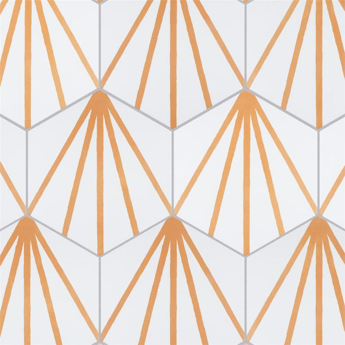 SomerTile - Horizon Collection -  7 3/4 in. x 9 in. - Hexagon Porcelain Tile - Dawn Mostaza Installed 3