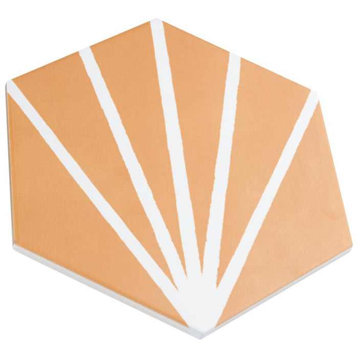 SomerTile - Horizon Collection -  7 3/4 in. x 9 in. - Hexagon Porcelain Tile - Dusk Mostaza Angled View