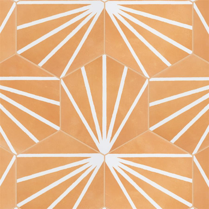 SomerTile - Horizon Collection -  7 3/4 in. x 9 in. - Hexagon Porcelain Tile - Dusk Mostaza Installed