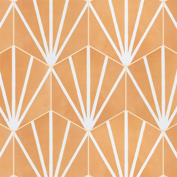 SomerTile - Horizon Collection -  7 3/4 in. x 9 in. - Hexagon Porcelain Tile - Dusk Mostaza Installed 2