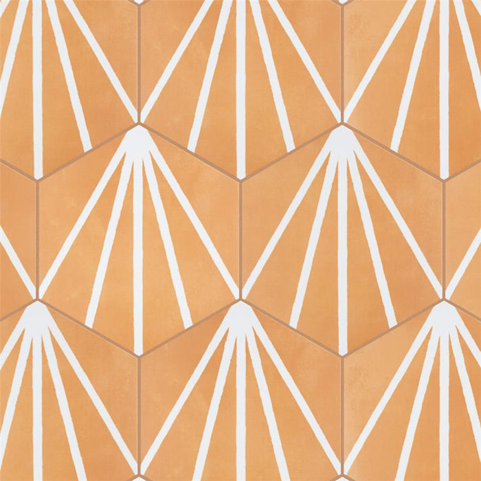 SomerTile - Horizon Collection -  7 3/4 in. x 9 in. - Hexagon Porcelain Tile - Dusk Mostaza Installed 3