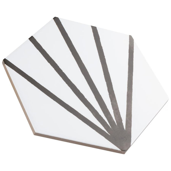 SomerTile - Horizon Collection -  7 3/4 in. x 9 in. - Hexagon Porcelain Tile - Dawn Nero Angled View