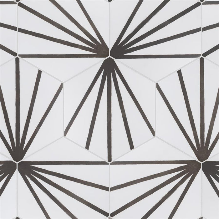 SomerTile - Horizon Collection -  7 3/4 in. x 9 in. - Hexagon Porcelain Tile - Dawn Nero Installed