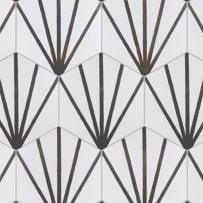 SomerTile - Horizon Collection -  7 3/4 in. x 9 in. - Hexagon Porcelain Tile - Dawn Nero Installed 2