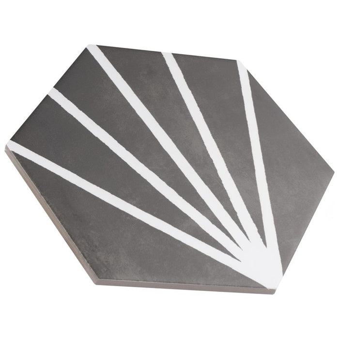 SomerTile - Horizon Collection -  7 3/4 in. x 9 in. - Hexagon Porcelain Tile - Dusk Nero Angled