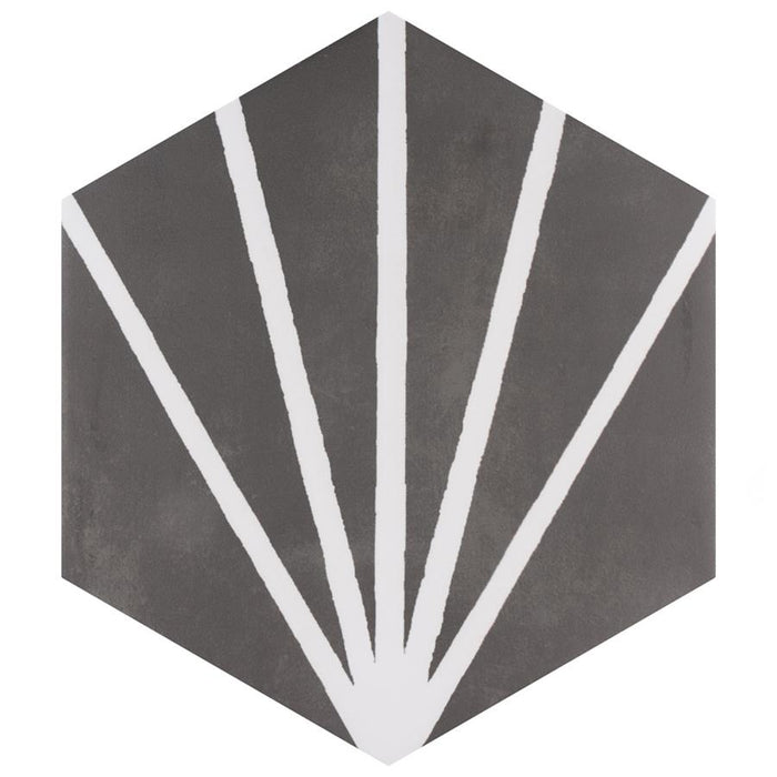 SomerTile - Horizon Collection -  7 3/4 in. x 9 in. - Hexagon Porcelain Tile - Dusk Nero