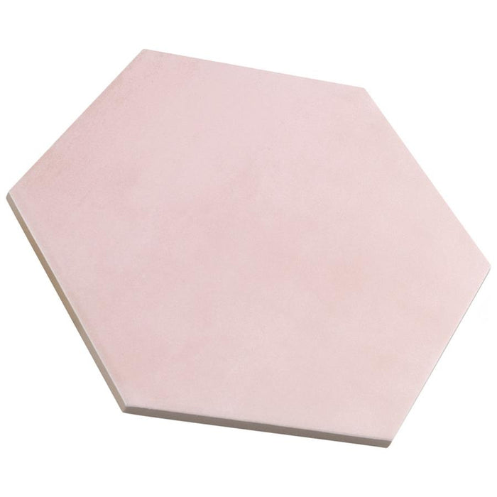 SomerTile - Horizon Collection -  7 3/4 in. x 9 in. - Hexagon Porcelain Tile - Rosa Angled View