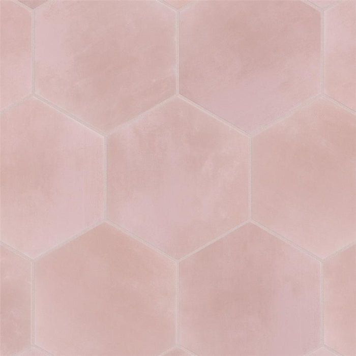 SomerTile - Horizon Collection -  7 3/4 in. x 9 in. - Hexagon Porcelain Tile - Rosa Installed