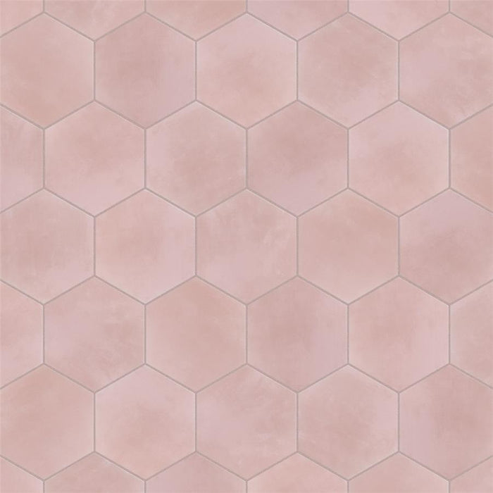 SomerTile - Horizon Collection -  7 3/4 in. x 9 in. - Hexagon Porcelain Tile - Rosa Installed 2