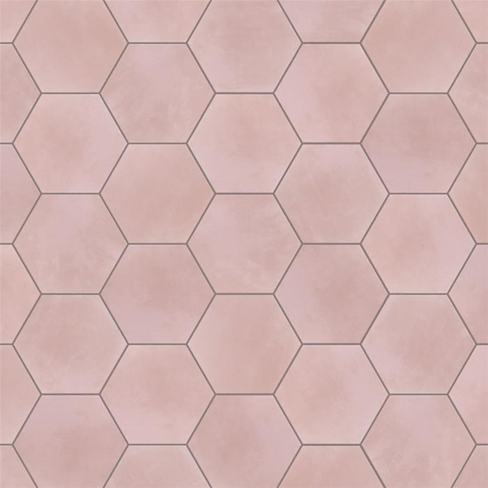 SomerTile - Horizon Collection -  7 3/4 in. x 9 in. - Hexagon Porcelain Tile - Rosa Installed 3