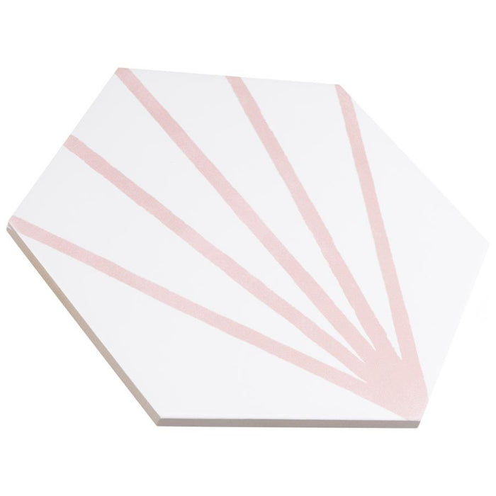 SomerTile - Horizon Collection -  7 3/4 in. x 9 in. - Hexagon Porcelain Tile - Dawn Rosa Angled