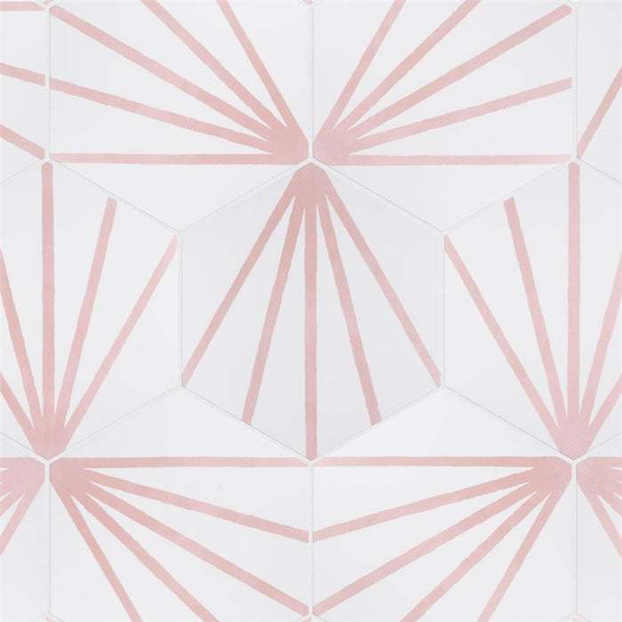 SomerTile - Horizon Collection -  7 3/4 in. x 9 in. - Hexagon Porcelain Tile - Dawn Rosa Installed